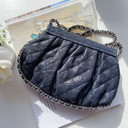 Chanel Quilted Medium Chain-Around Shoulder Messenger Blue Bag