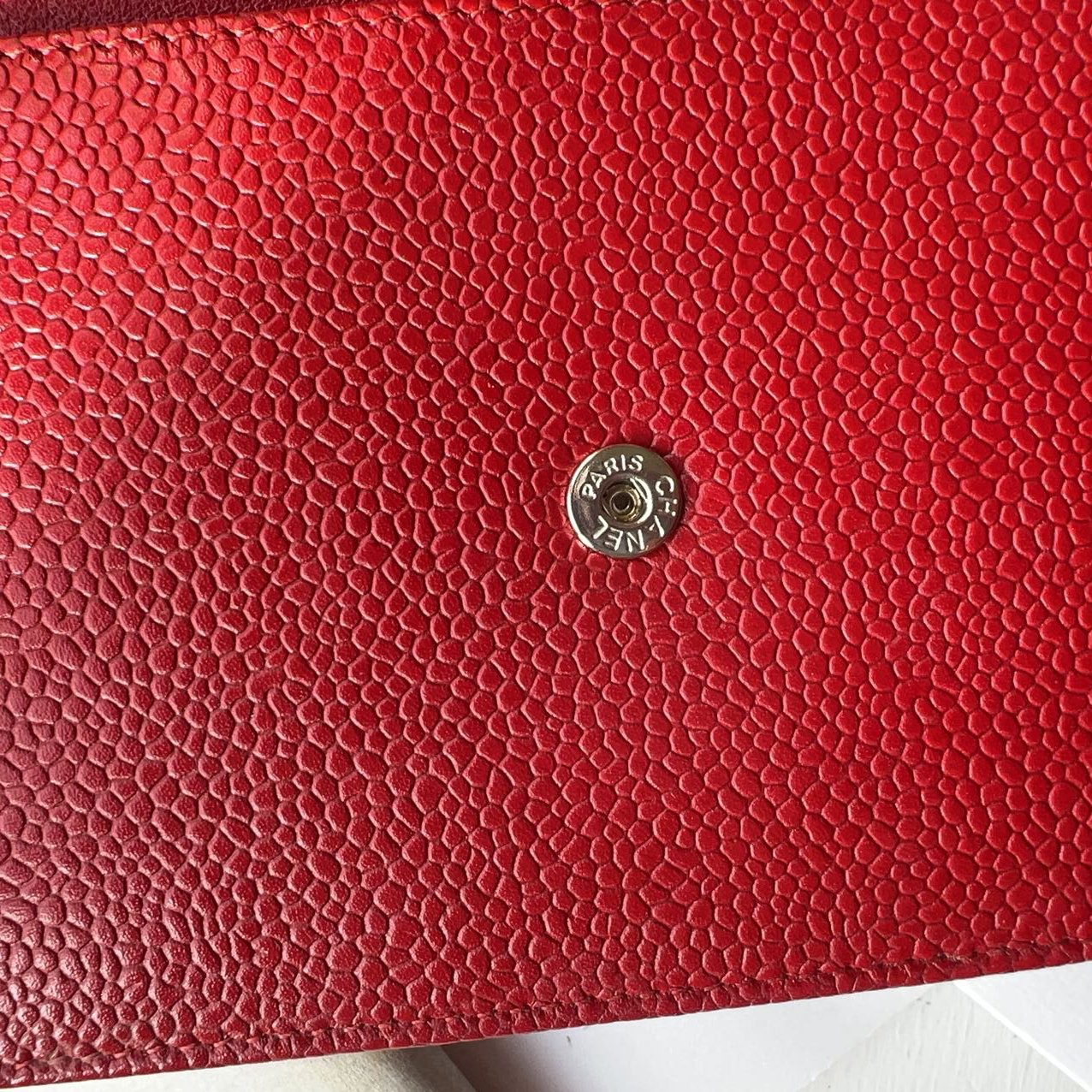 Chanel Red Caviar Leather CC Timeless Wallet On Chain