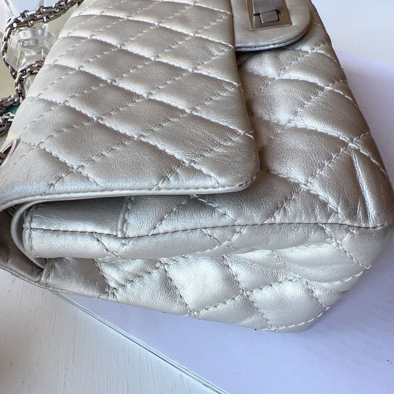 Chanel Reissue 226 Double Flap Silver Bag