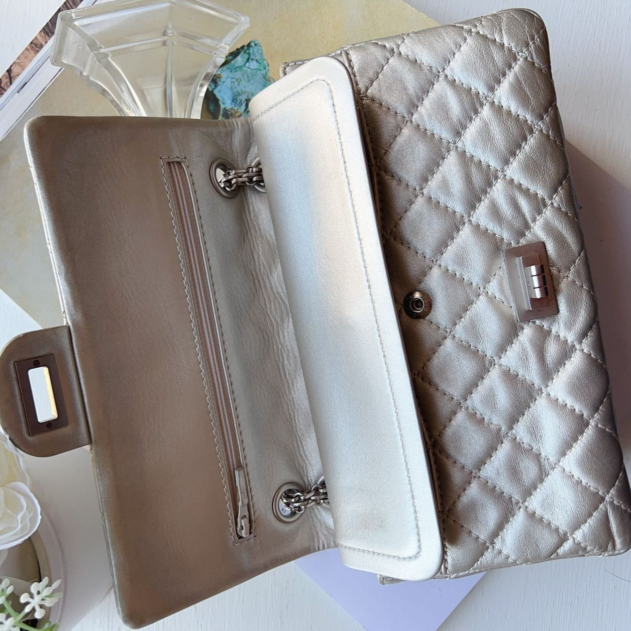 Chanel Reissue 226 Double Flap Silver Bag