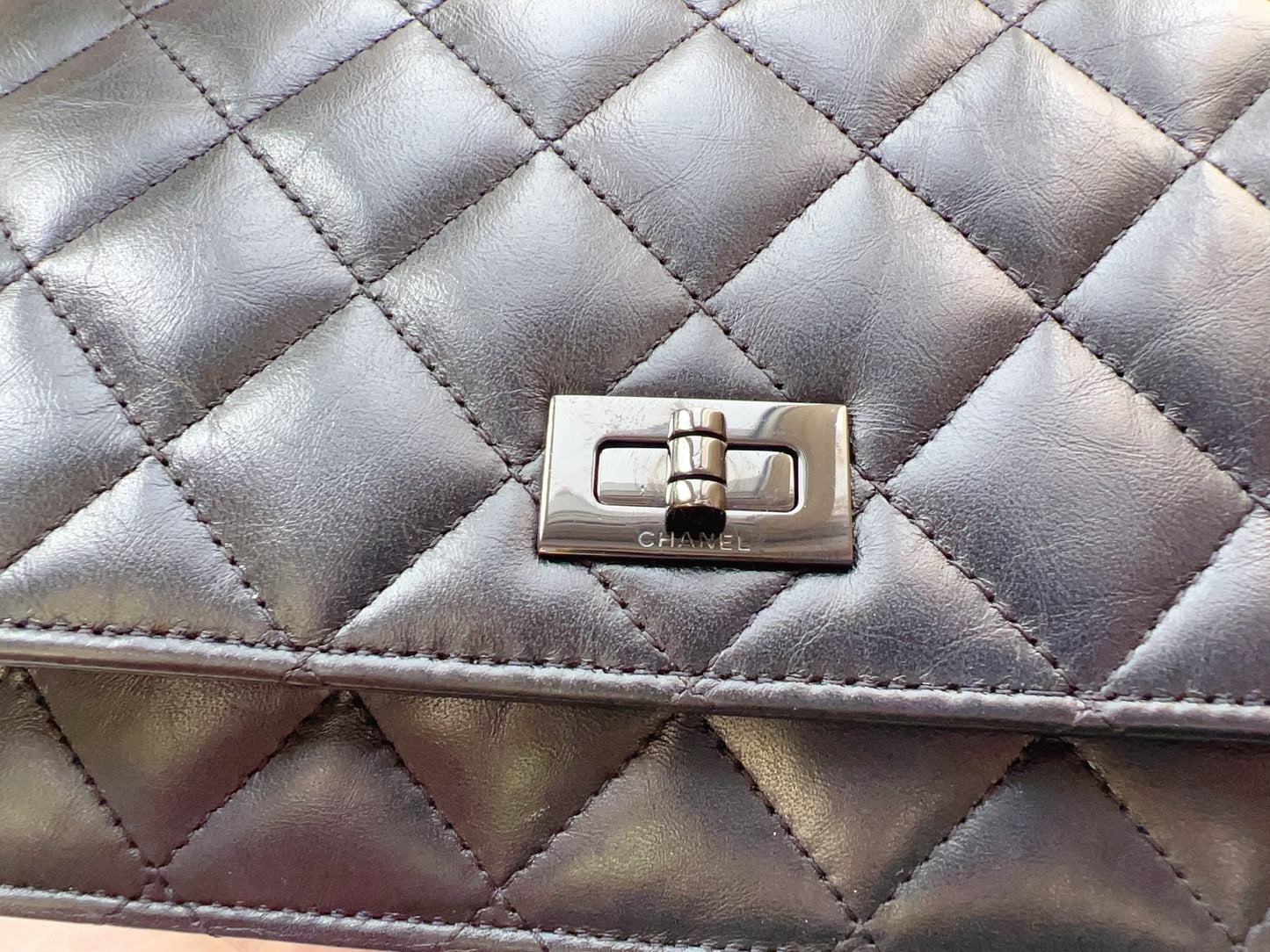 Chanel Aged Calfskin Quilted Reissue Wallet On Chain WOC So Black
