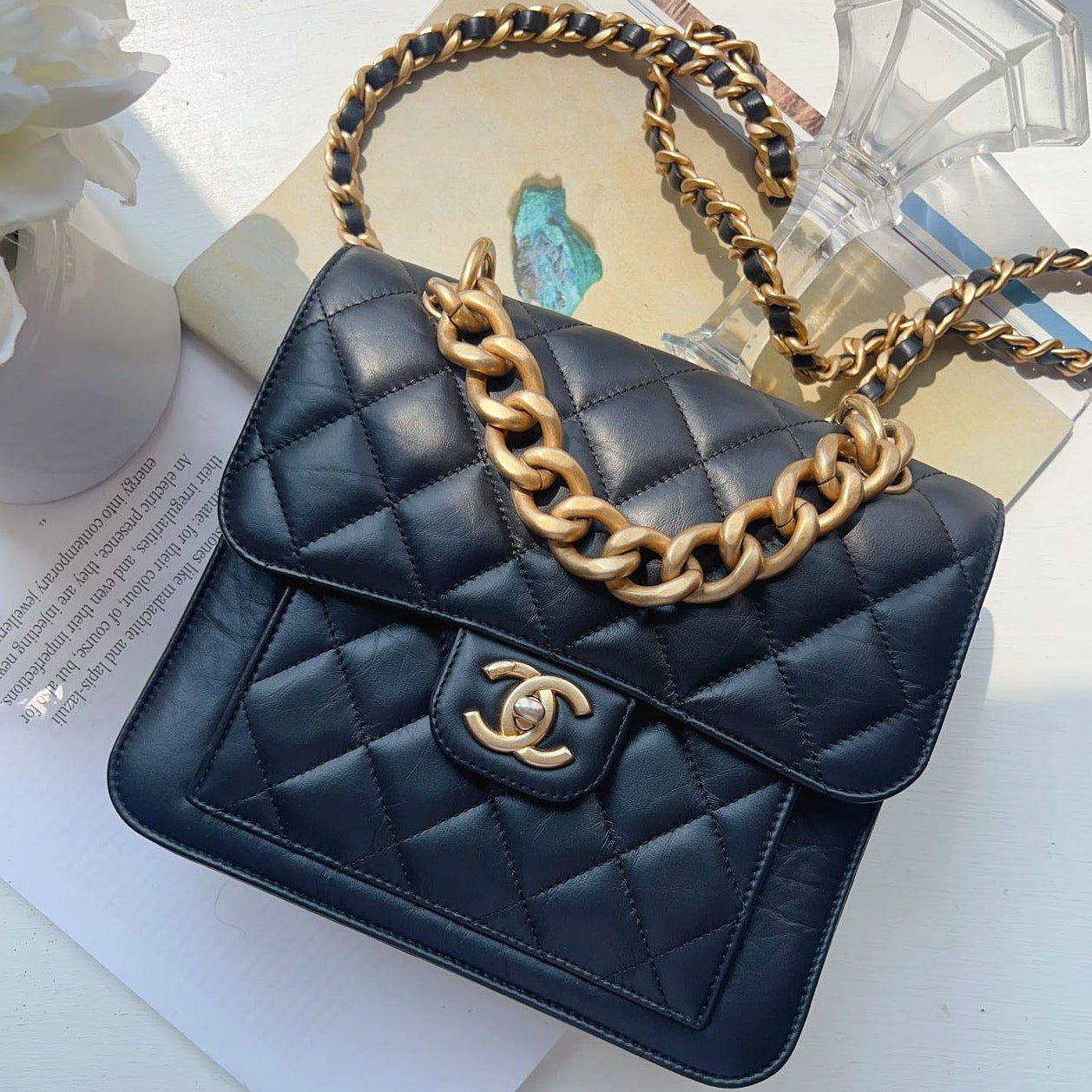 Chanel Seasonal Mini Flap Black Aged Calfskin Bag