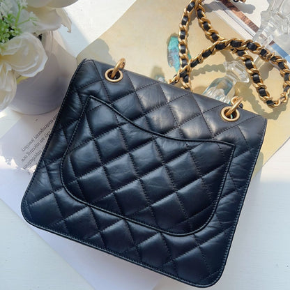 Chanel Seasonal Mini Flap Black Aged Calfskin Bag