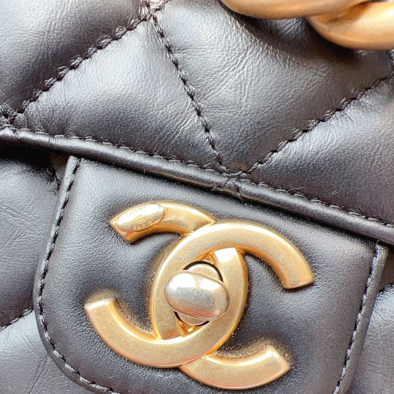 Chanel Seasonal Mini Flap Black Aged Calfskin Bag