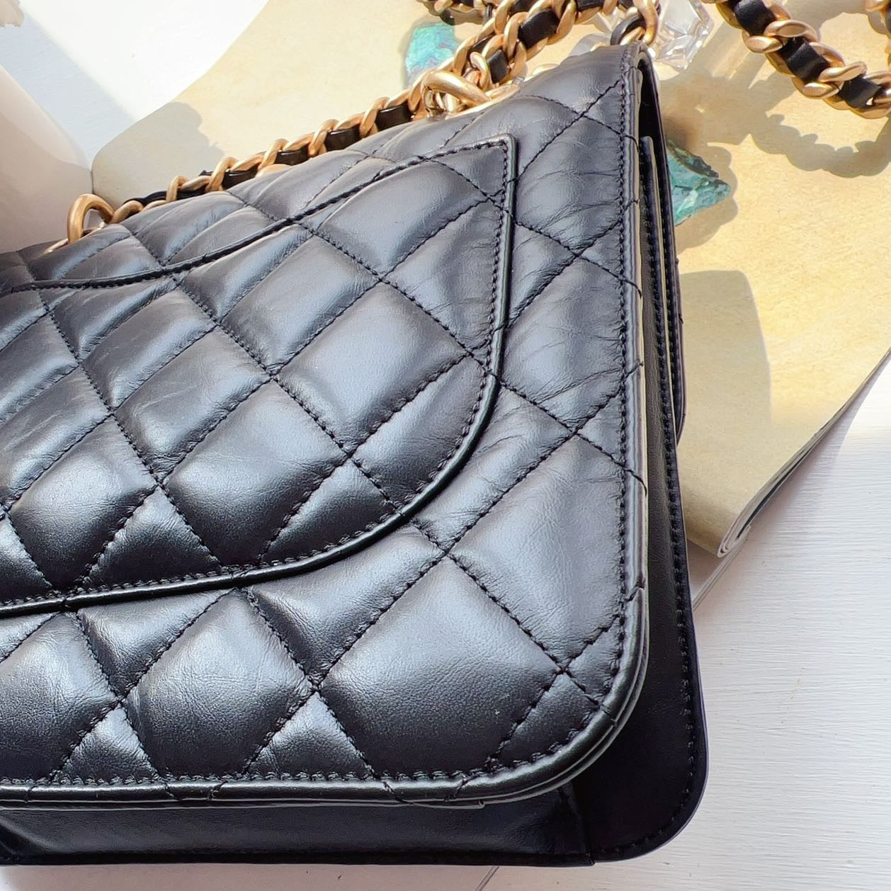 Chanel Seasonal Mini Flap Black Aged Calfskin Bag