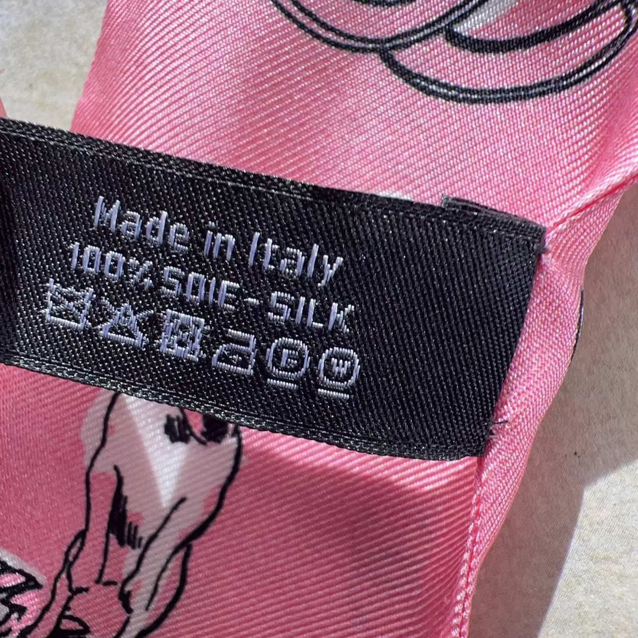 Chanel Silk CC Slim Bandeau Scarf Pink Black