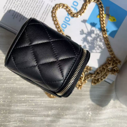 Chanel Vanity Case with Camellia Chain Black