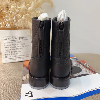 Chanel Leather Angle Boots Size 38.5 New