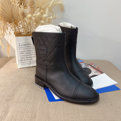 Chanel Leather Angle Boots Size 38.5 New