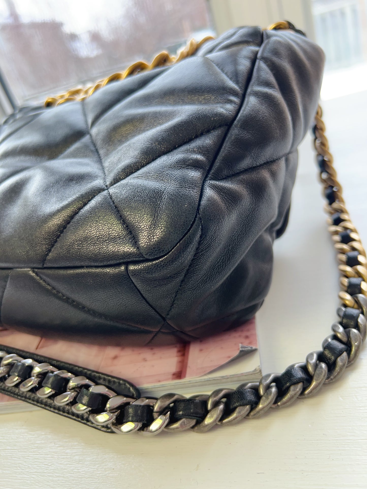 Chanel Leather Quilted Chanel 19 Flap Black