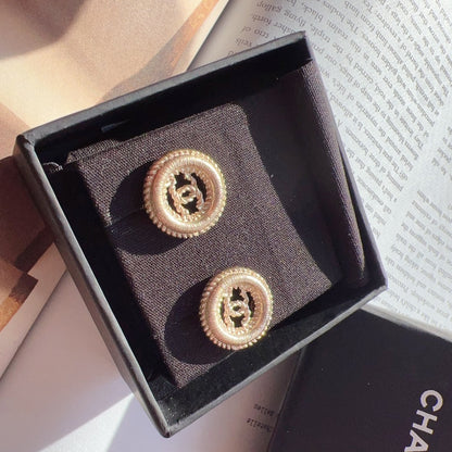 Chanel-CC-Textured-Gold-Tone-Round-Stud-Earrings1