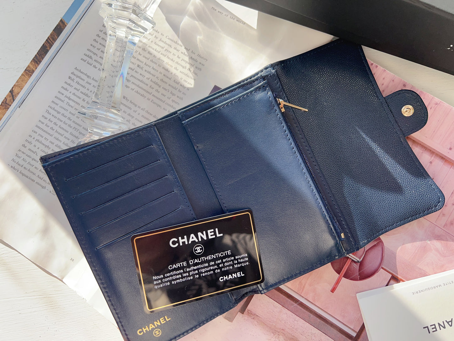 Chanel Caviar Quilted Medium Flap Wallet Dark Blue
