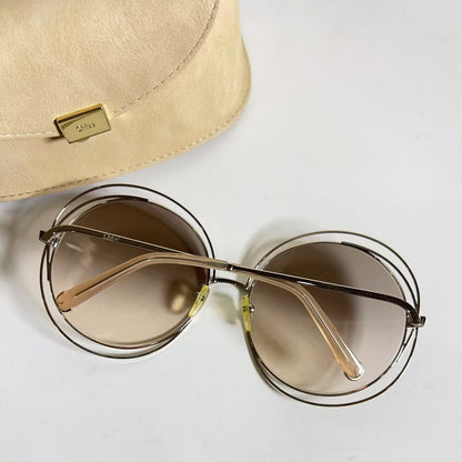 Chloe Gold Tone Brown Gradient CE114S Carlina Round Sunglasses