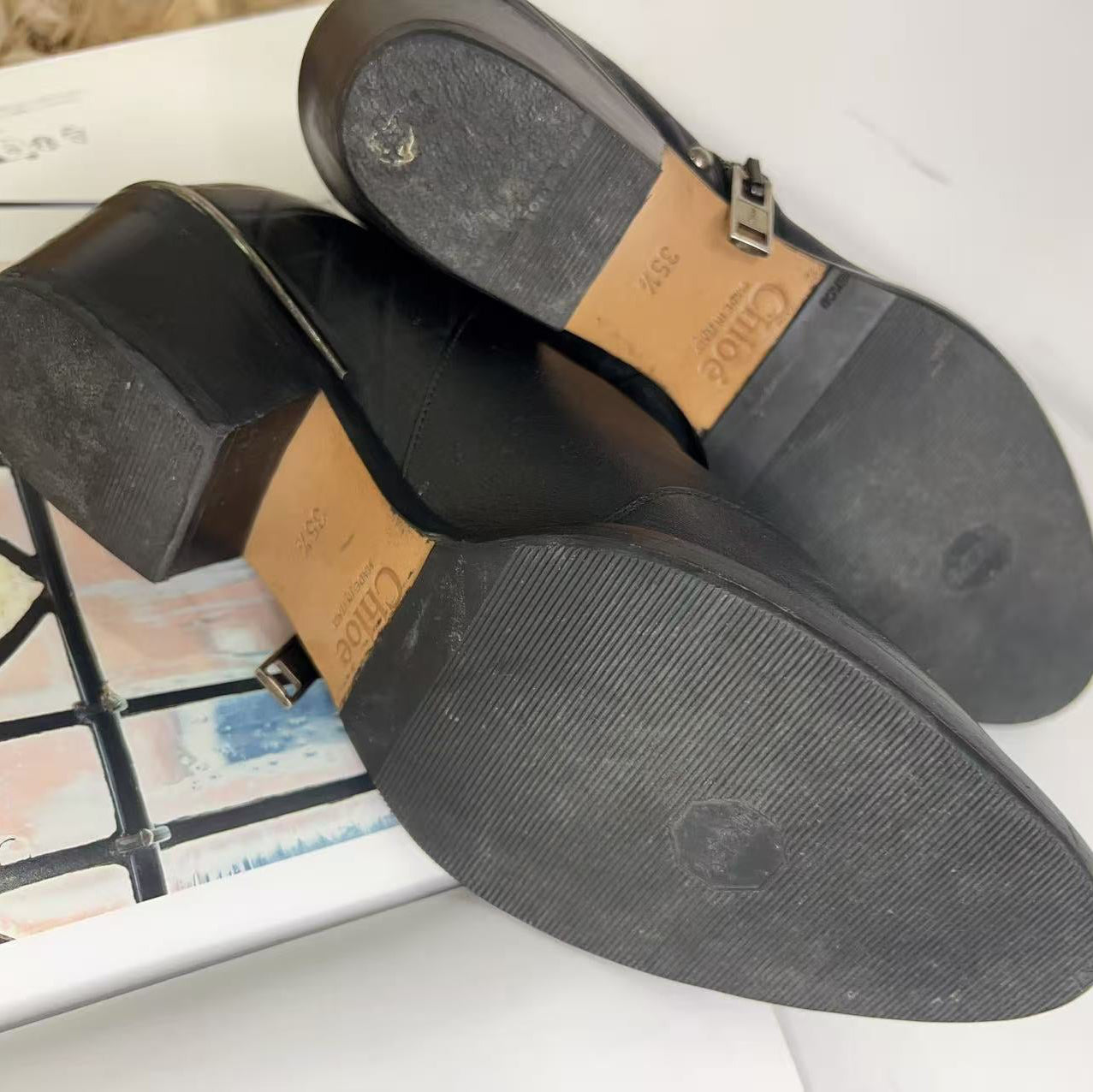 Chloe Leather Boots Black 35.5