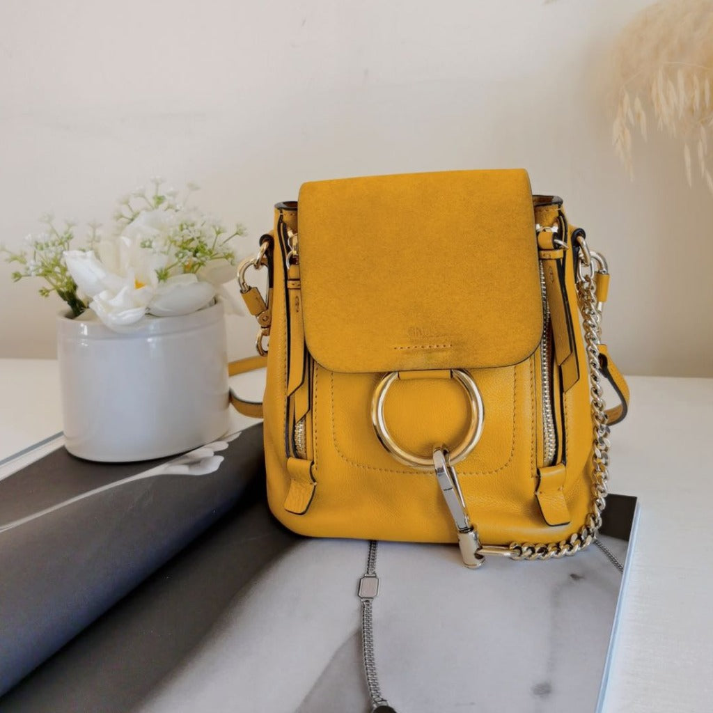 Chloé Mini Faye Backpack Yellow