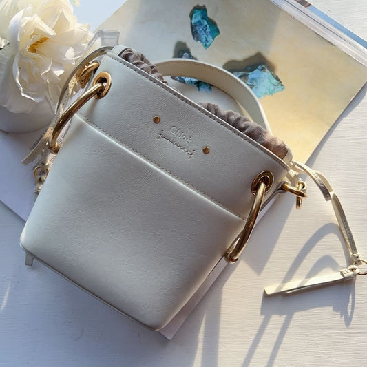 Chloe Small Roy Bucket Bag White