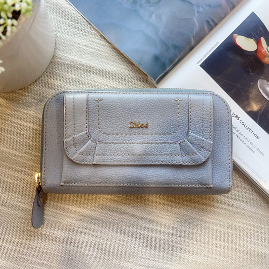 Chloe Purple Leather Zipper Wallet