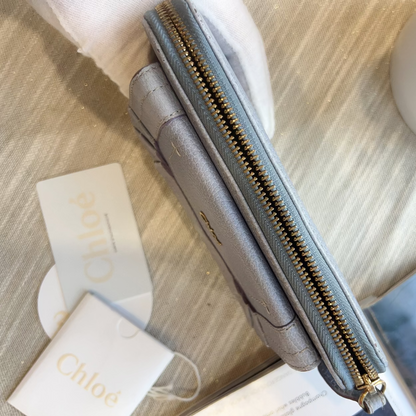Chloe Purple Leather Zipper Wallet