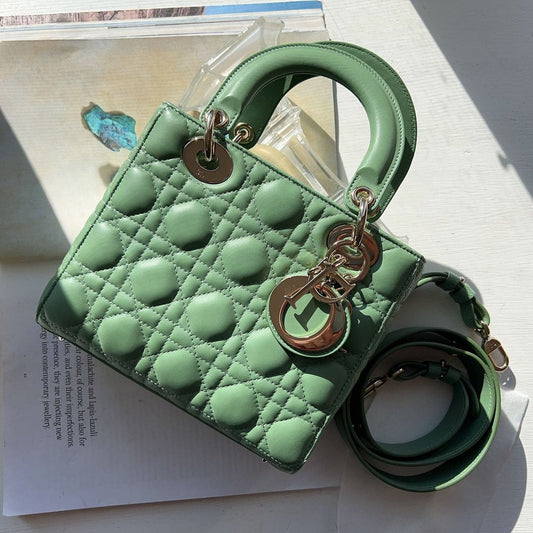 Christian Dior Lambskin Small My ABCDior Lady Dior Green