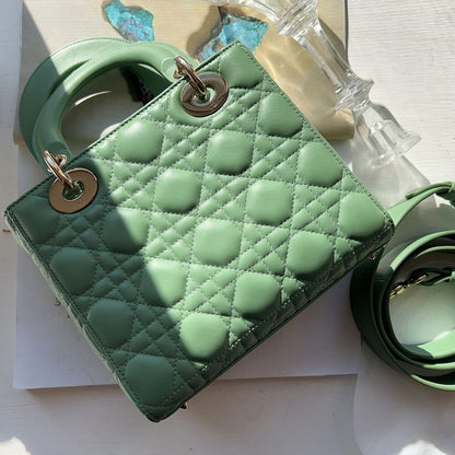 Christian Dior Lambskin Small My ABCDior Lady Dior Green