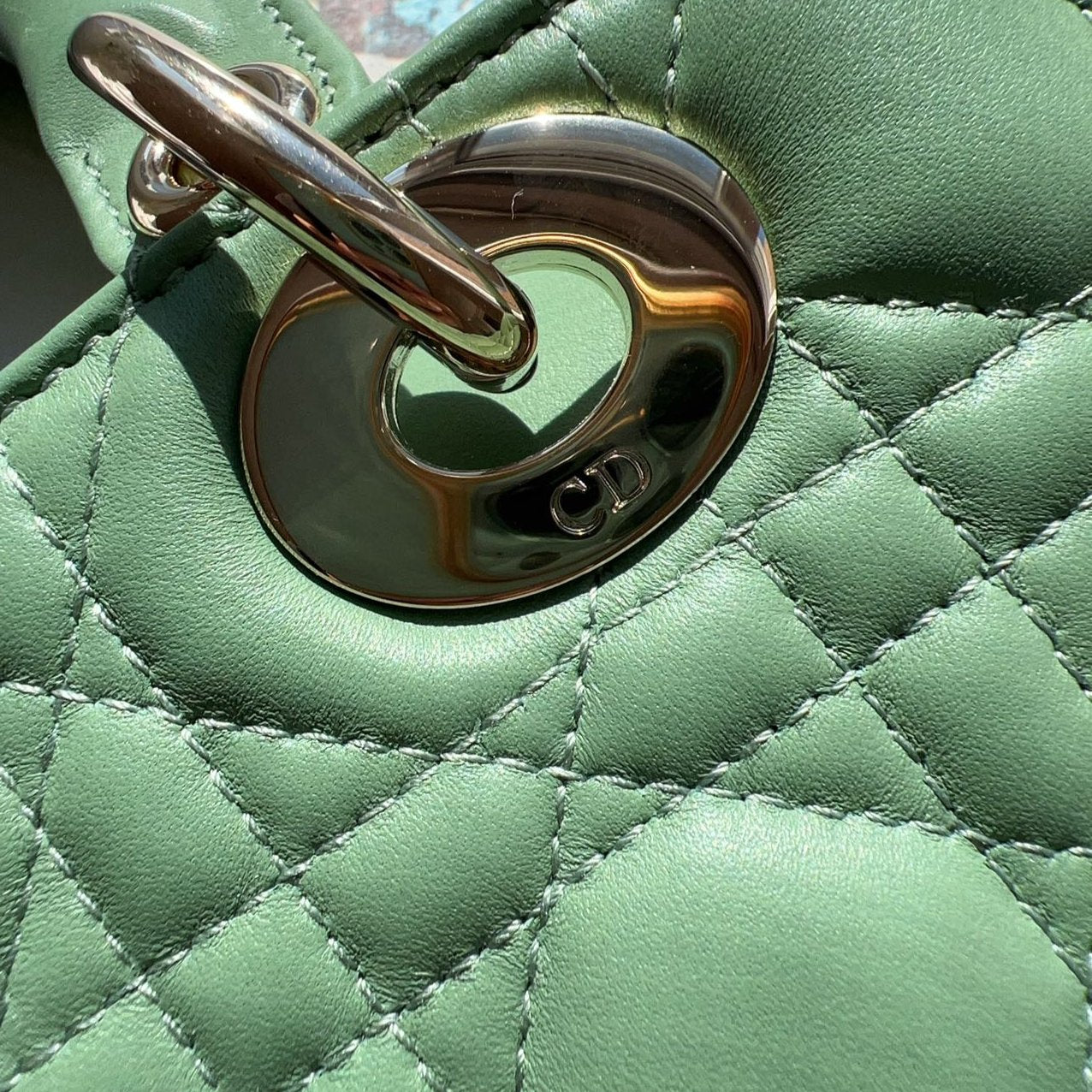 Christian Dior Lambskin Small My ABCDior Lady Dior Green