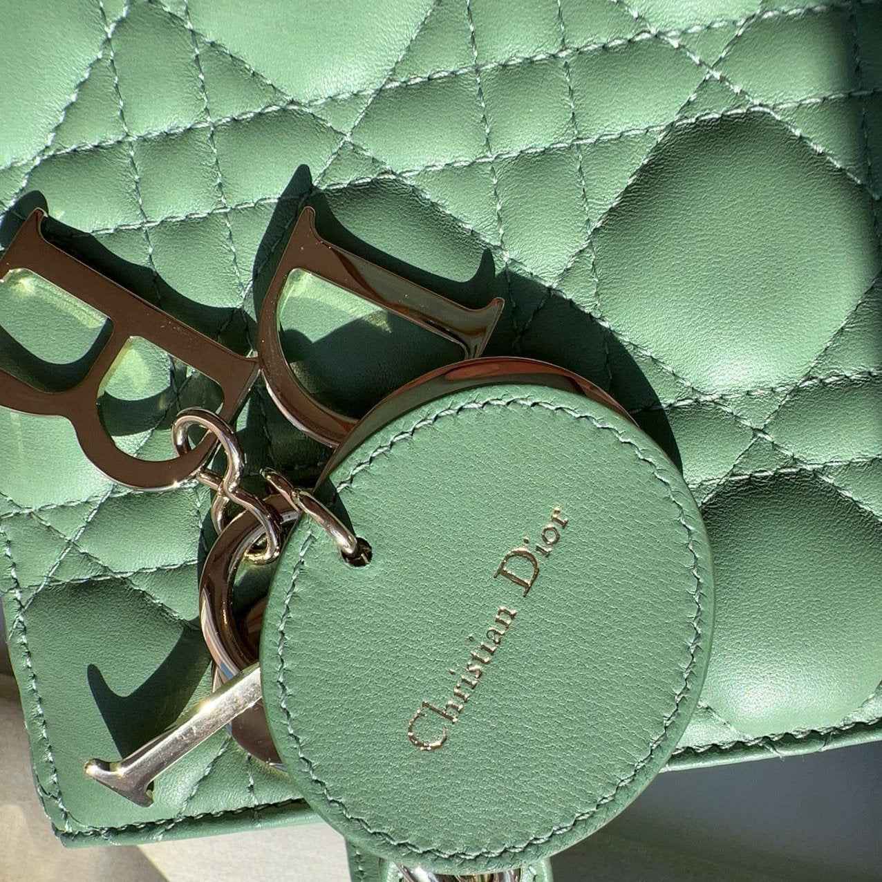 Christian Dior Lambskin Small My ABCDior Lady Dior Green