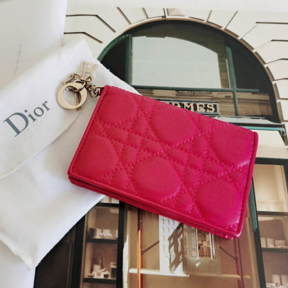 DIOR LADY DIOR FLAP CARD HOLDER PINK