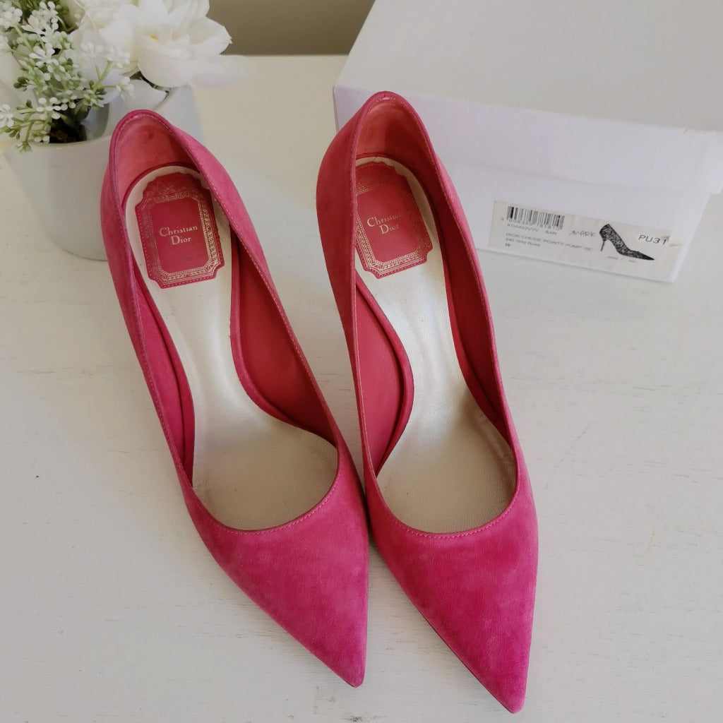 Dior Pink Suede Dioressence Pumps Size38 New