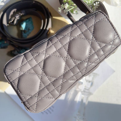 Dior Lambskin Cannage Gradient Small Lady Dior Grey