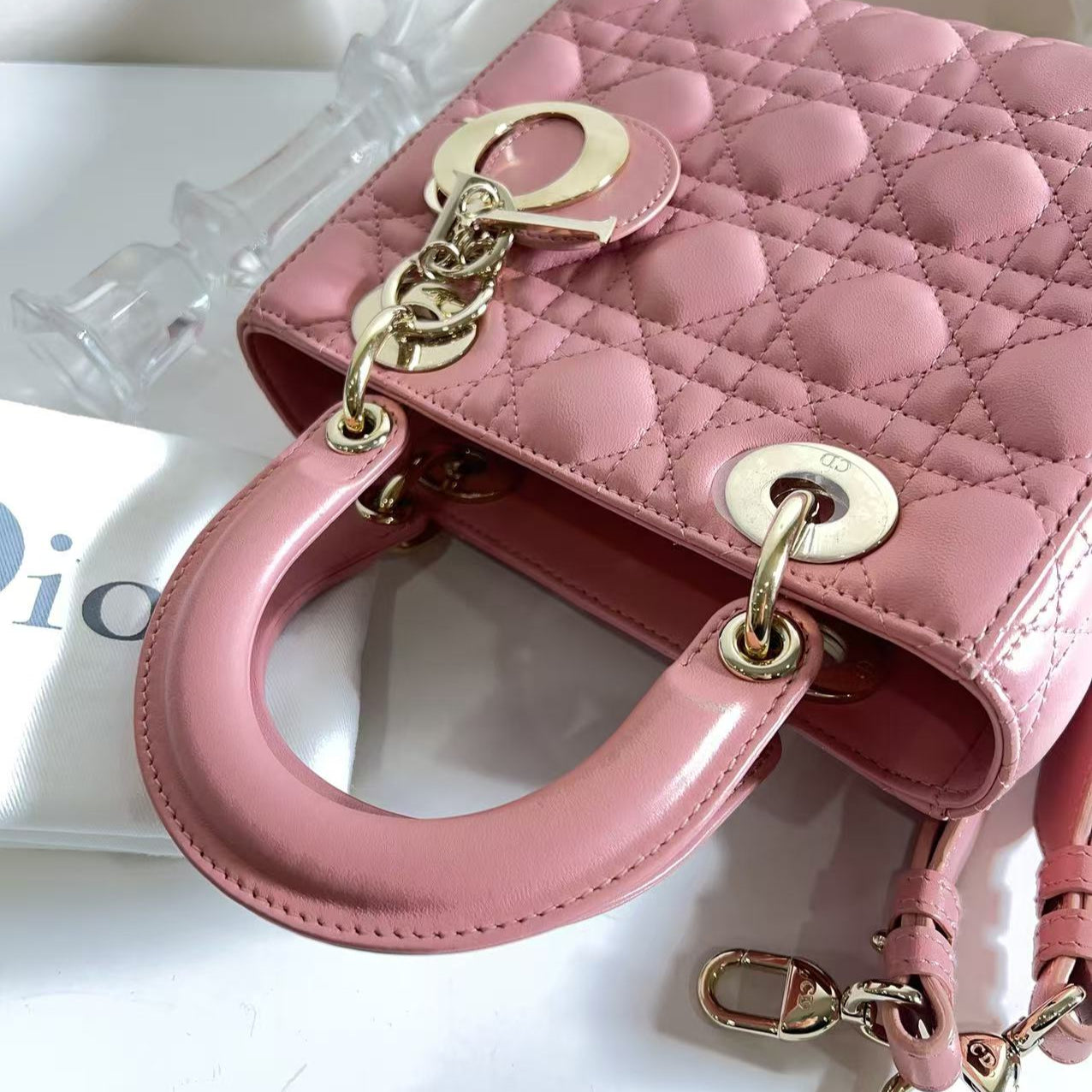 Dior Lambskin Cannage Small Lucky Badges My Lady Dior Pink