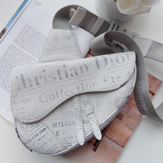 Dior Men 2020 Newspaper Print Saddle Bag