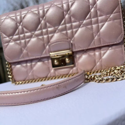 Dior Metallic Lambskin Cannage Miss Dior Promenade Pouch Pink