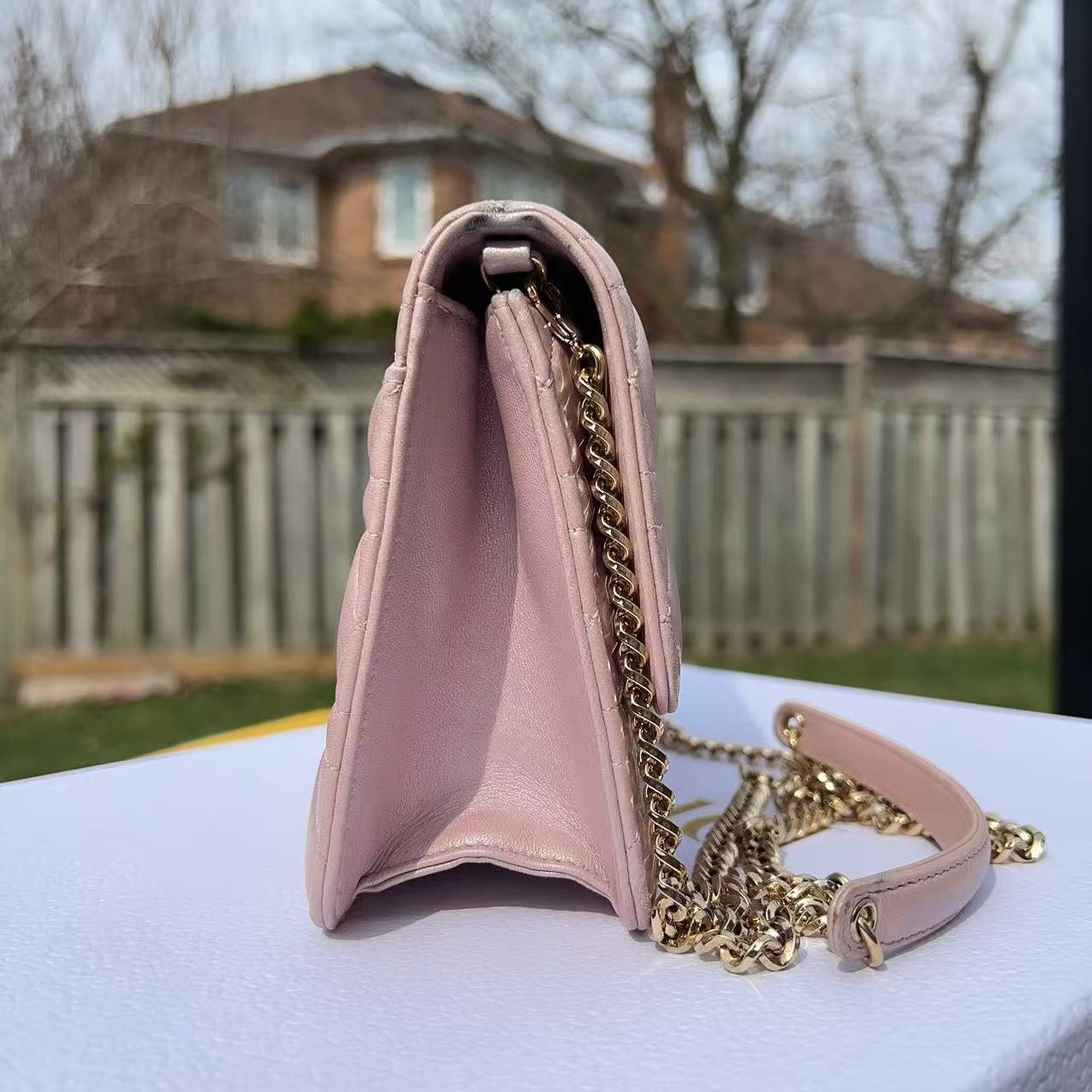 Dior Metallic Lambskin Cannage Miss Dior Promenade Pouch Pink