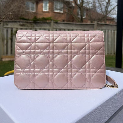 Dior Metallic Lambskin Cannage Miss Dior Promenade Pouch Pink