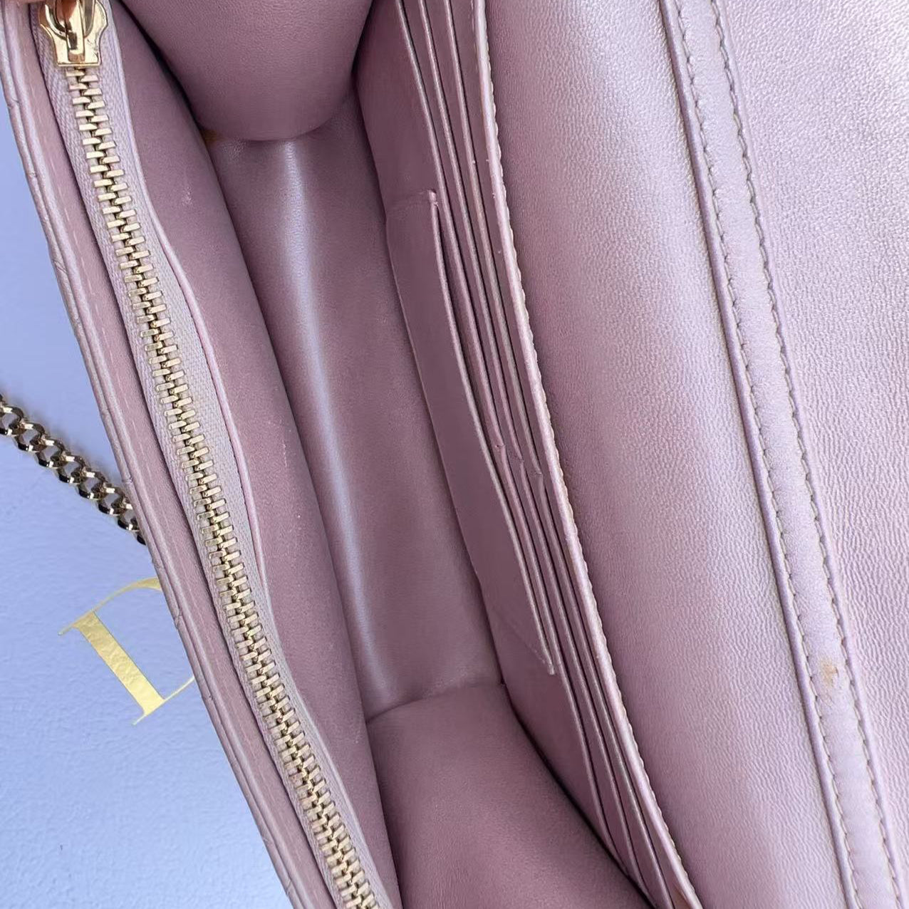 Dior Metallic Lambskin Cannage Miss Dior Promenade Pouch Pink