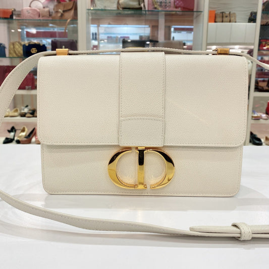 Dior 30 Montaigne Calfskin Bag White