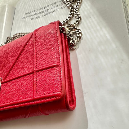 Christian Dior Leather Diorama Wallet on Chain Red