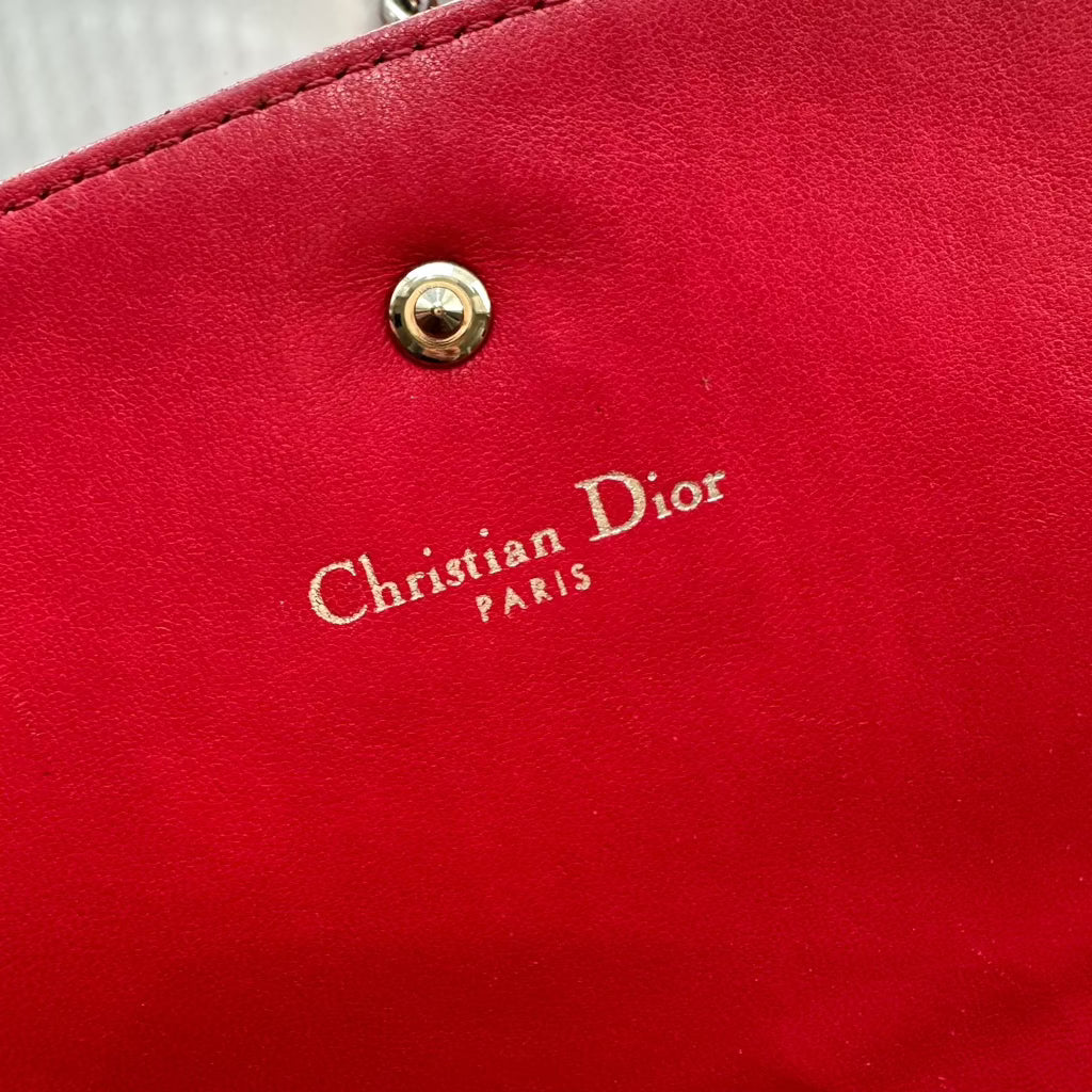 Christian Dior Leather Diorama Wallet on Chain Red