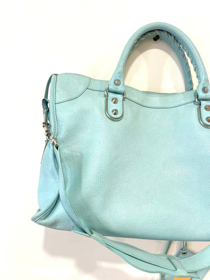 Balenciaga Metallic Edge Hardware City Bleu Azur