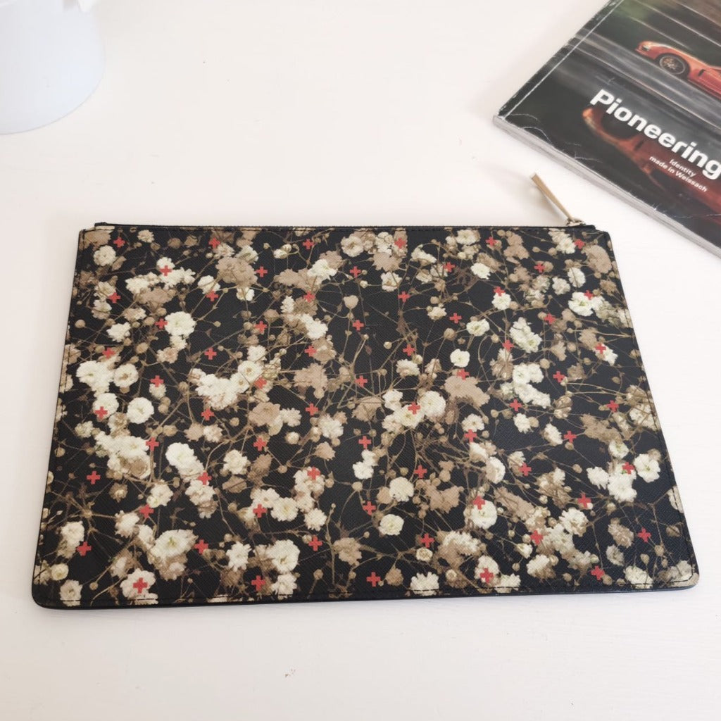 Givenchy Canvas Baby's Breath Print Medium Zip Pouch