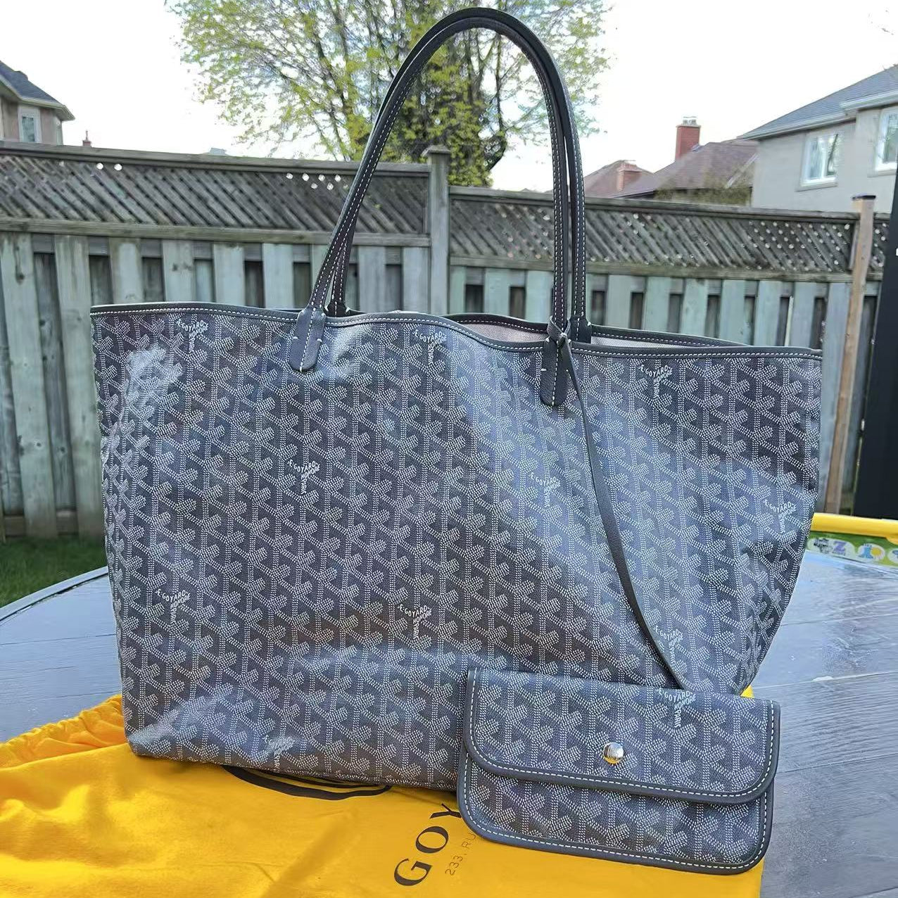 Goyard Grey Goyardine Coated Canvas and Leather Saint Louis GM Tote