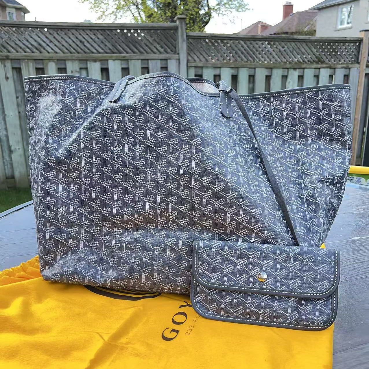 Goyard Grey Goyardine Coated Canvas and Leather Saint Louis GM Tote