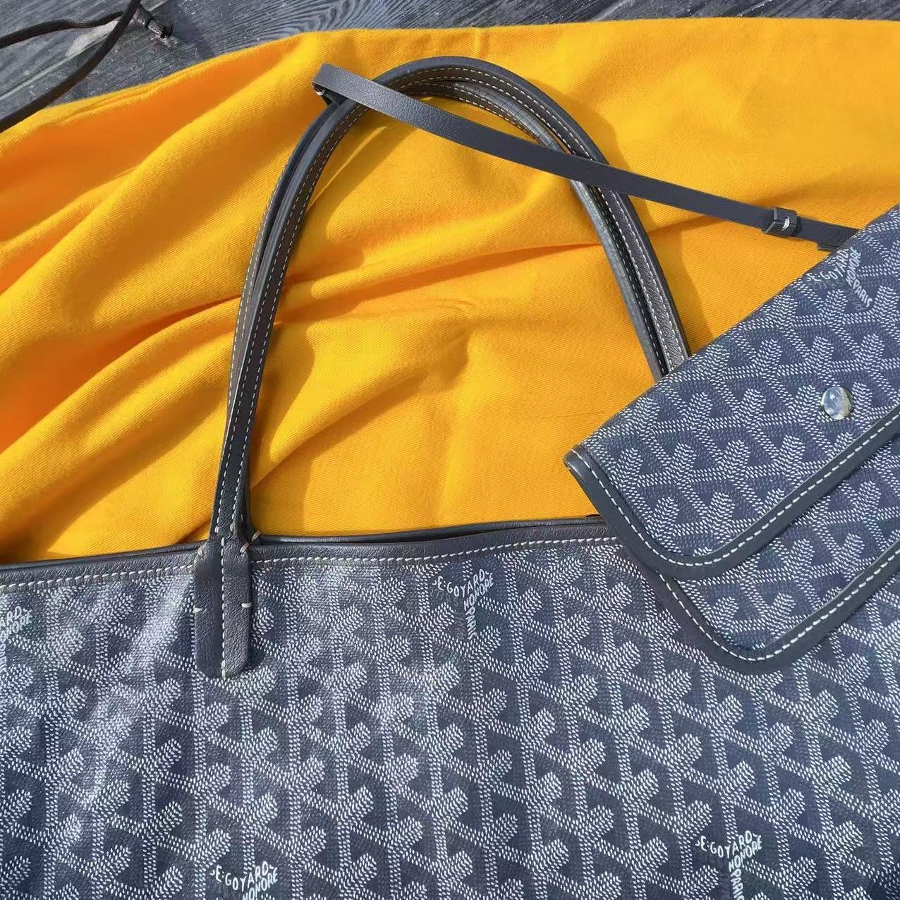Goyard Grey Goyardine Coated Canvas and Leather Saint Louis GM Tote
