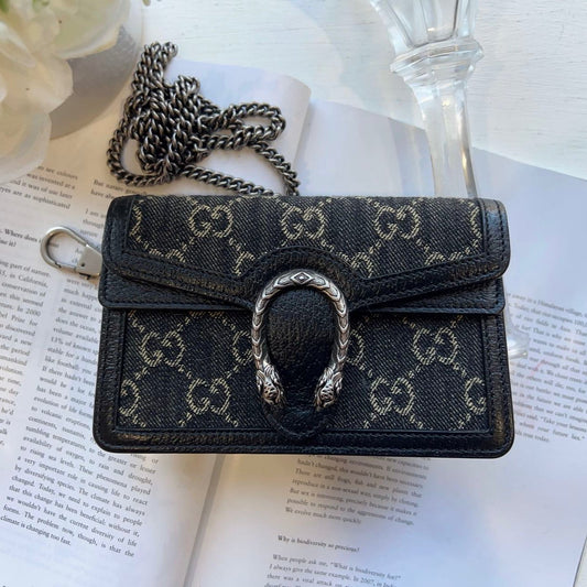 Gucci Dionysus Super Mini Black Denim Bag