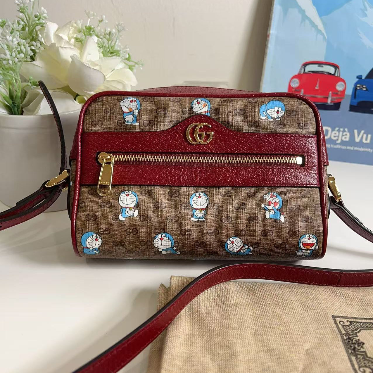 Gucci × Doraemon GG Supreme Monogram Shoulder Bag