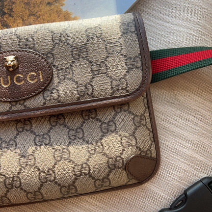 Gucci GG Supreme Monogram Neo Vintage Web Belt Bag Brown