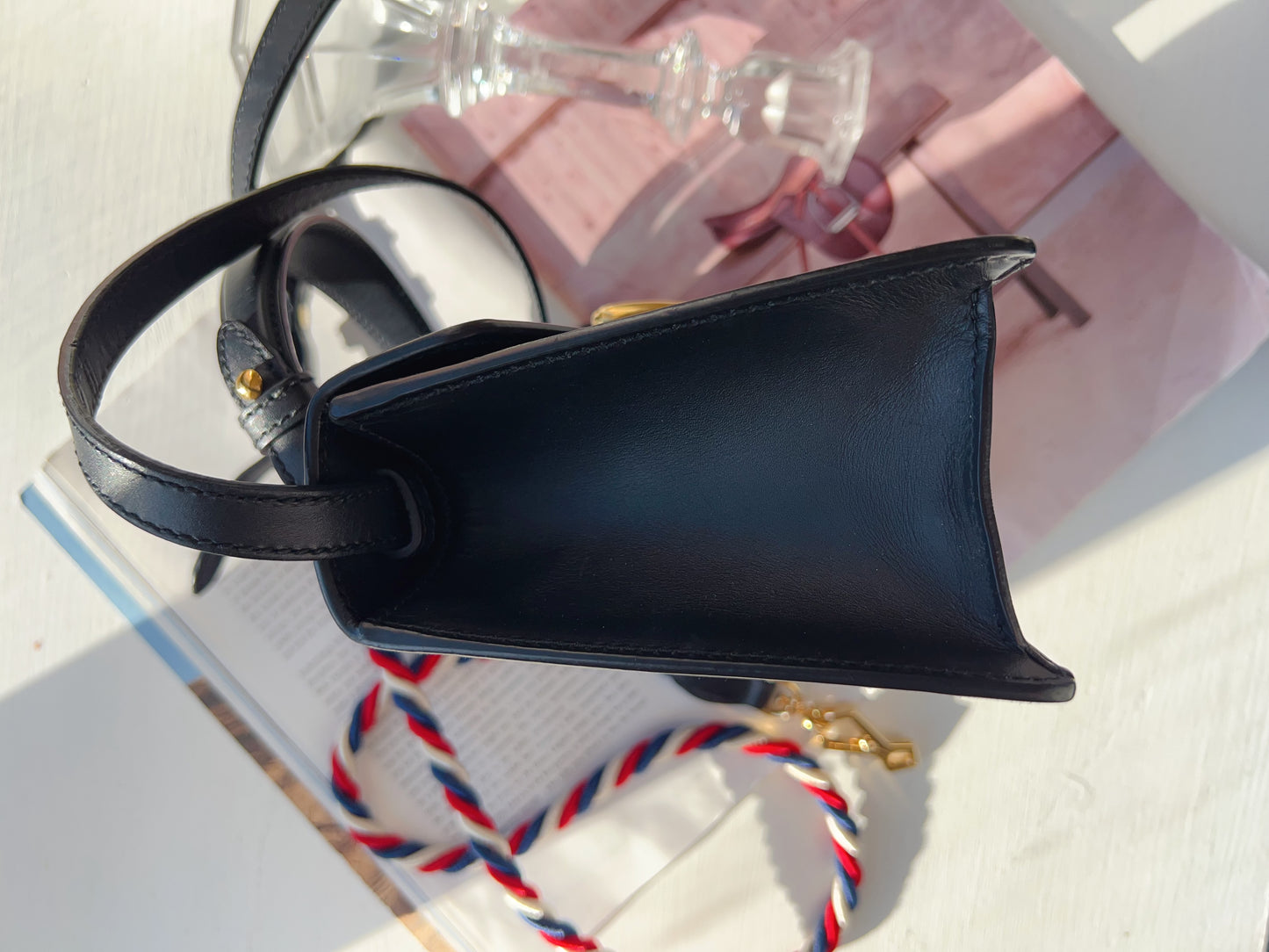 Gucci Calfskin Mini Sylvie Top Handle Bag Black