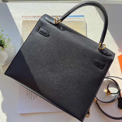 HERMES Kelly 28 Black Epsom