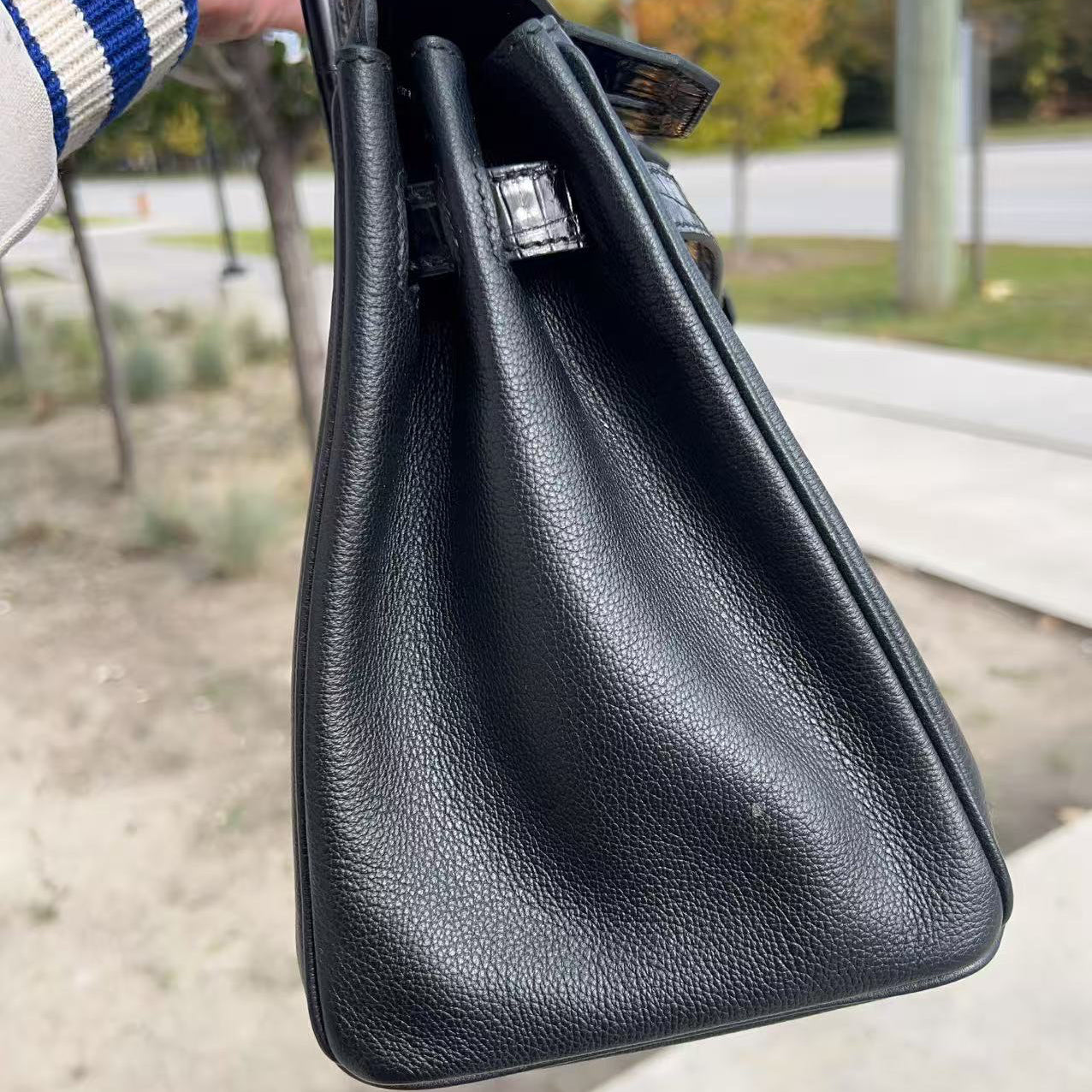 Hermes 2019 Black Noir Birkin 30cm Touch Alligator Togo Bag