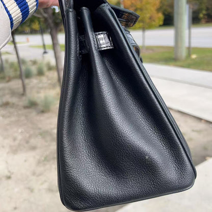 Hermes 2019 Black Noir Birkin 30cm Touch Alligator Togo Bag